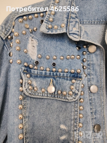 Дънково яке тип риза с колан, снимка 3 - Якета - 52087655