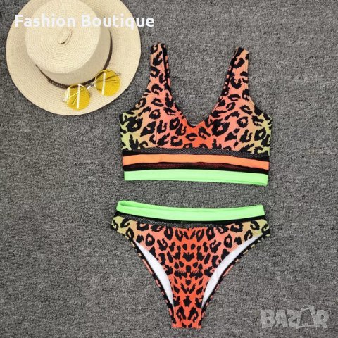  Леопардов бански с висока талия неон ЗАБЕЛЕЖКА , снимка 6 - Бански костюми - 31698351