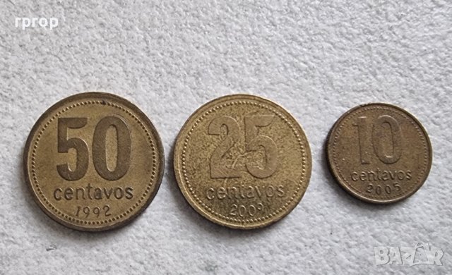 Монети. Аржентина. 10 , 25  и 50 цента.  3 бройки.