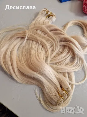 Естествена плътна коса висок клас светлоруса. Цена за 100 грама, снимка 5 - Аксесоари за коса - 48844075