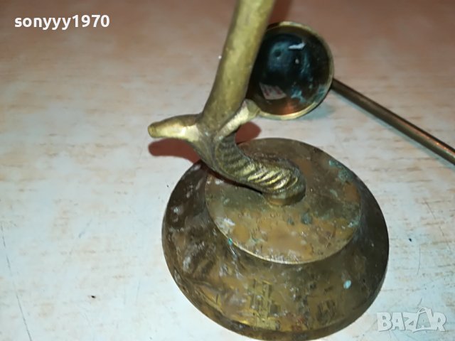 КОН СВЕЩНИК+ГАСАЧ МЕД//МЕСИНГ 1802231929, снимка 4 - Антикварни и старинни предмети - 39720947