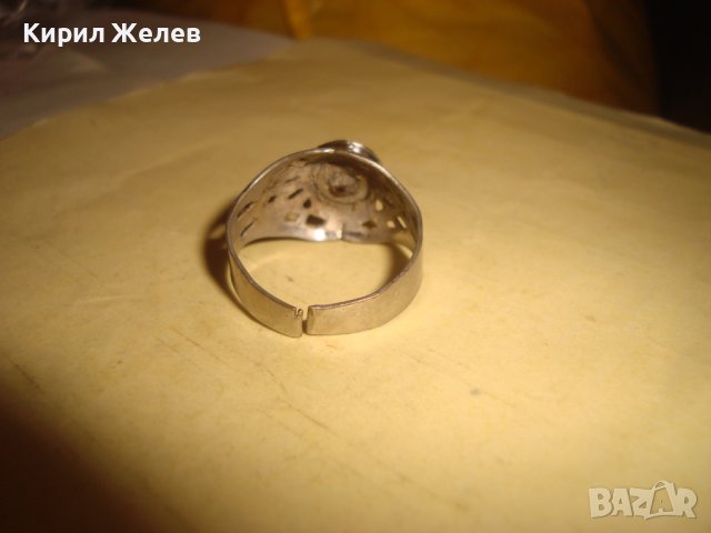 СТАР АЖУРЕН СКЪПОЦЕНЕН РЕГОЛИРУЕМ РЕТРО АР НУВО ПРЪСТЕН с КРАСИВ ГРАНАТ МЕСИНГ РЪЧНА ИЗРАБОТКА 17513, снимка 5 - Антикварни и старинни предмети - 37442807