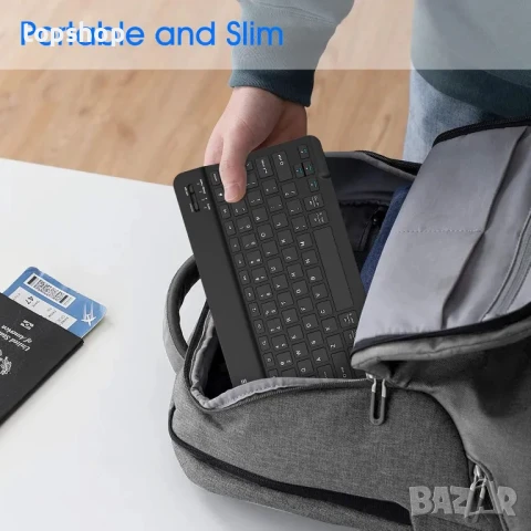 Нова малка безжична клавиатура Fintie за телефон, таблет, iOS, Android, снимка 2 - Клавиатури и мишки - 50493080