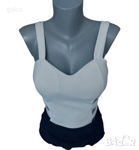 Къс елегантен гащеризон в бяло и черно , снимка 2 - Гащеризони - 40604572