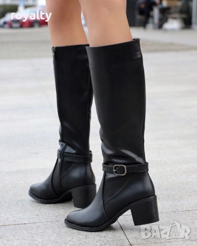 Ботуши на ток - черна кожа