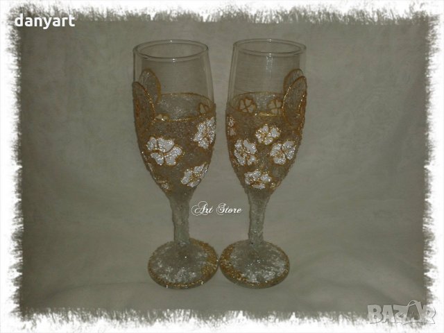 Рисувани чаши за бяло вино, снимка 5 - Чаши - 31935503