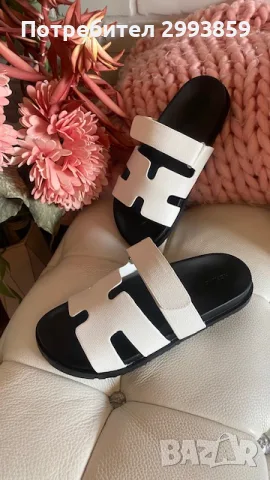 HERMES CHYPRE sandals 36-38.5 сандали ЕРМЕС бели, снимка 7 - Чехли - 55740466