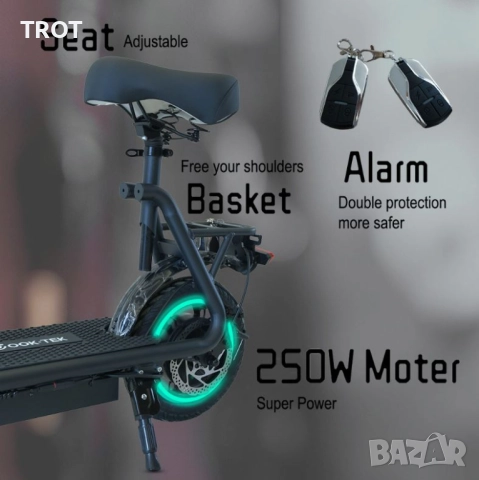 V12 Pro Електрическа Тротинетка - 36V 15Ah с 250W Безчетков мотор, развиваща до 25 км/ч и до 120 кг, снимка 2 - Други спортове - 52188568