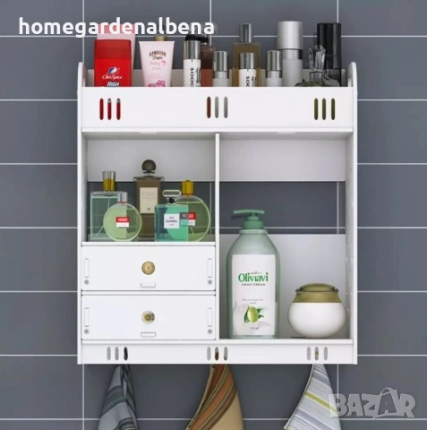 Водоустойчив Органайзер за Баня | 2 Шкафчета, 3 Рафта и Закачалки, снимка 5 - Шкафове - 54209137