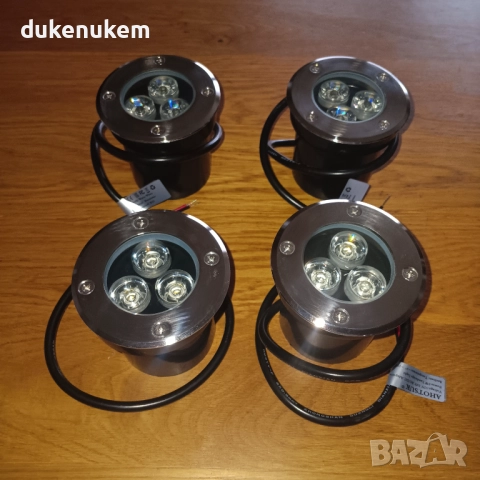 Комплект 4 бр. външни вградени LED лампи 3W, IP67, 300 lm – топла светлина, снимка 8 - Прожектори - 52652087