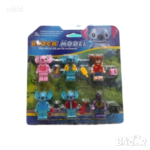 6 фигурки за Лего конструктор Стич Лило Stitch пластмасови фигурки за игра и украса торта