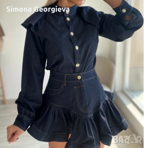 Дънков сет пола и риза , снимка 2 - Комплекти - 54011687