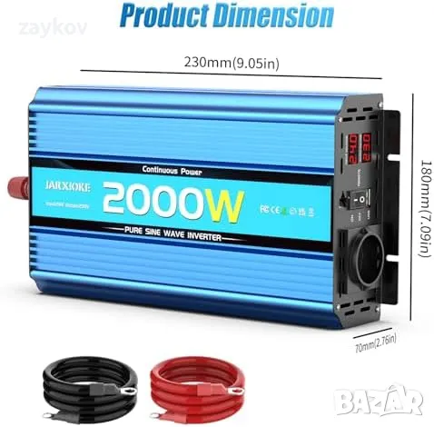 24 V 220 V Pure Sinus 2000 W/4000 W трансформатор на напрежение 24 V 230 V инверторен, снимка 3 - Други инструменти - 47897381