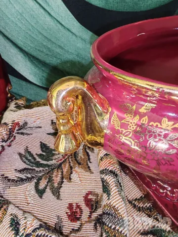 Ръчно рисувана порцеланова фруктиера на пиедестал около1930г, снимка 16 - Колекции - 48828009