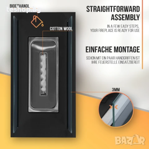 Камина на биоетанол настолна стъклени стени 35x18.2x14.6 см ПРОМОЦИЯ, снимка 5 - Камини - 50931155