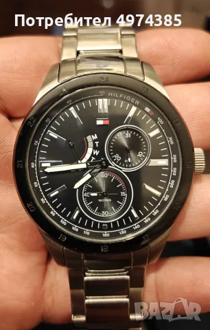 Tommy Hilfiger - черен циферблат, ден/дата, 24-часов безел, като нов
