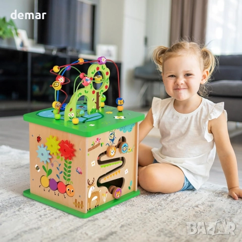 OOOK 5 в 1 Активен център,голям дървен куб за игра образователен пъзел, снимка 3 - Образователни игри - 52264962