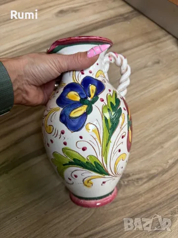 Стара ръчно рисувана керамична ваза / стомна ! , снимка 1