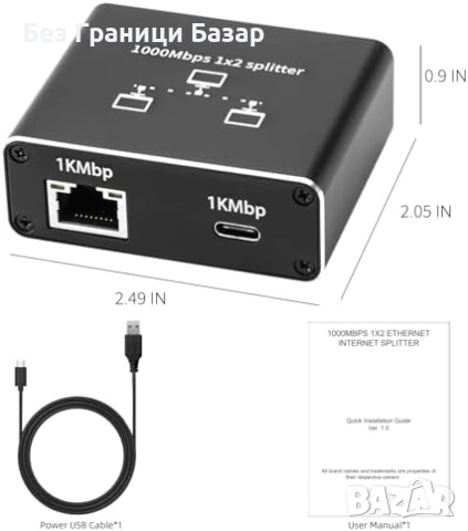 Нов Ethernet Adapter 1 в 2 RJ45 Type-C 1000Mbps за 2 устройства Адаптер интернет, снимка 7 - Друга електроника - 54233574