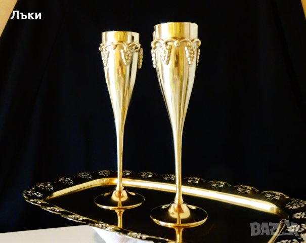 Бронзов бокал,чаша за вино,уникален релеф грозде. , снимка 3 - Антикварни и старинни предмети - 31529051