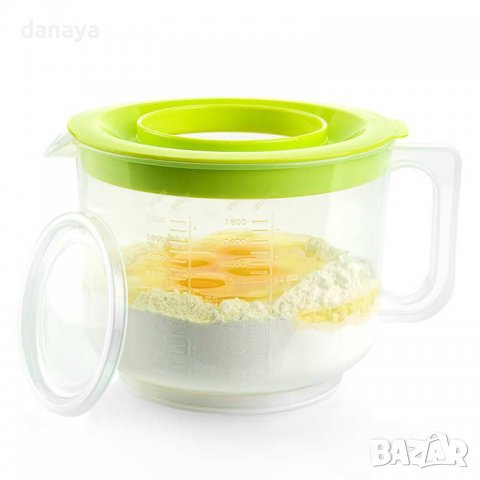 2846 Купа за миксер с капак и отвор против пръскане, 2 литра, снимка 2 - Съдове за готвене - 36610158