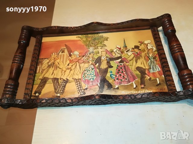 SOLD//ПОРЪЧАНА-bagnoles de lorne-картина/поднос от франция 1112221918, снимка 4 - Антикварни и старинни предмети - 38977062