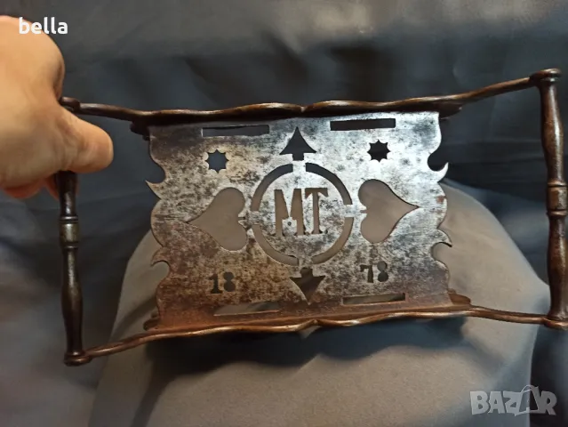 СТАРА АНТИКВАРНА ПОСТАВКА -ПОДНОС 1878, снимка 4 - Антикварни и старинни предмети - 47851511