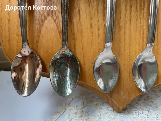 Красиви лъжички за чай/кафе с дървена стойка за стена от Англия, снимка 12 - Антикварни и старинни предмети - 50234604