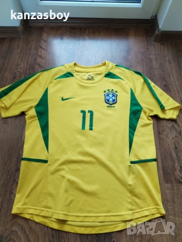  Brazil 2002-04 Nike Home Shirt Ronaldinho 11 - мъжка колекционерска тениска ОТЛИЧНО СЪСТОЯНИЕ ХЛ, снимка 7 - Тениски - 54347124