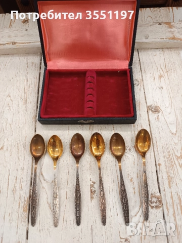 Стари неползвани много запазени руски лъжички в кутия 10 бр