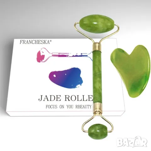 Нефритен масажор за лице с 2 ролки , снимка 3 - Комплекти и лотове - 50383391