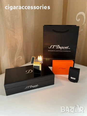S.T. Dupont Ligne 2 Black & Gold – запалка, 2 пламъка, пълен комплект, снимка 5 - Запалки - 54007067