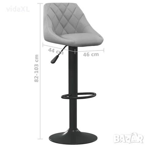 vidaXL Бар табуретки, 2 бр, светлосиви, кадифе, снимка 9 - Столове - 56147105