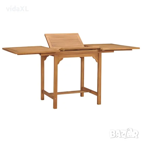 vidaXL Разтегателна градинска маса, (110-160)х80х75 см, тик масив