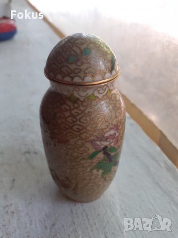 Стара малка вазичка Клоазоне с капаче, снимка 4 - Антикварни и старинни предмети - 34348309