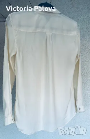 Копринена риза H&M екрю, снимка 9 - Ризи - 47873653