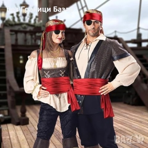 Нови Пиратски аксесоари комплект 6 части бандана колие обеца пояс, снимка 8 - Други - 53963658