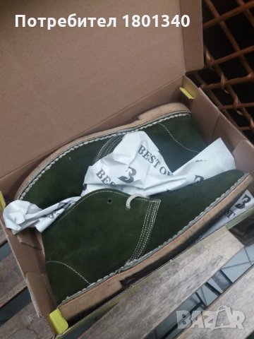 Естествена кожа- каучукова подметка мъжки боти, масленозелени- 43 номер , снимка 4 - Ежедневни обувки - 31062899