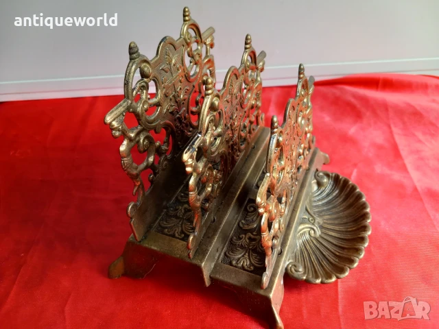 19 Век Стара Викторианска Бронзова Поставка за Писма, снимка 5 - Антикварни и старинни предмети - 51211428