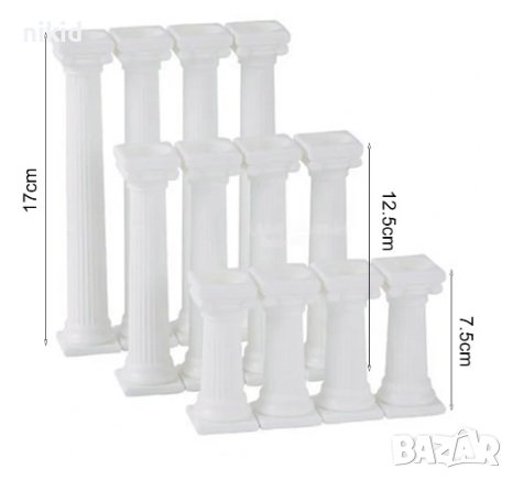 4 бр Гръцки елегантни колони подпори за етажи торта сватба и др пластмасови къси или дълги, снимка 8 - Други - 18464820