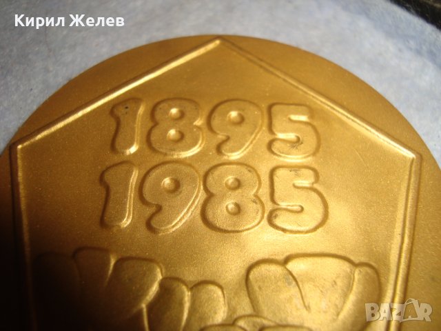 1895-1985 90 Години БУРГАСКА ПАРТИЙНА ОРГАНИЗАЦИЯ БКП ЮБИЛЕЕН РЯДЪК ПЛАКЕТ БРОНЗ с ПОЗЛАТА 31931, снимка 6 - Антикварни и старинни предмети - 38152944