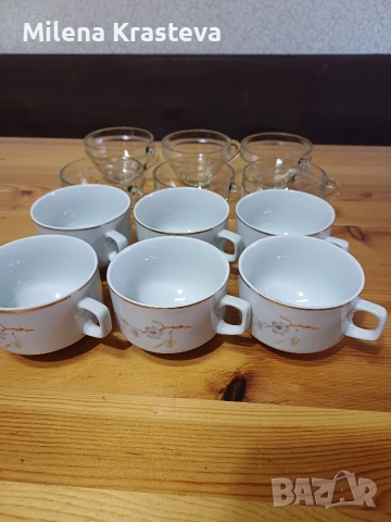 12 чаени чаши за  3 евро. Шест са порцелан произведен в България.
