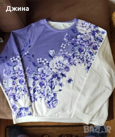 Дамска блуза с флорални мотиви, снимка 2 - Блузи с дълъг ръкав и пуловери - 51952021