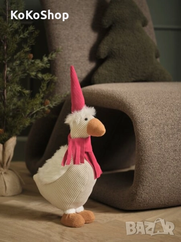 Плюшена патица за коледна украса-48 см./коледна декорация/коледна украса