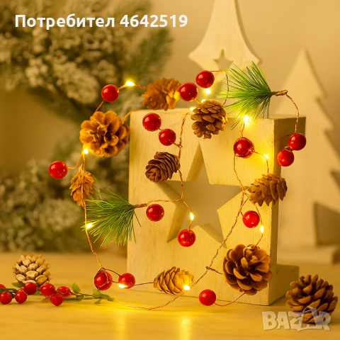 Коледна украса с LED светлини, снимка 2 - Лед осветление - 52309784