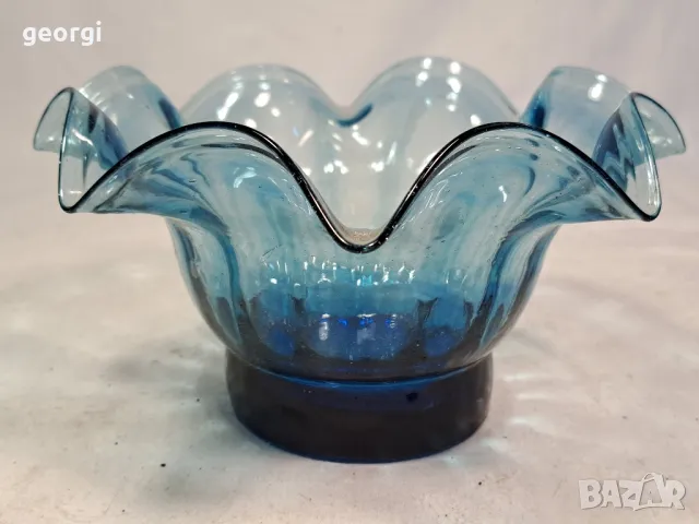 стъклена фруктиера арт синьо стъкло 19/5, снимка 2 - Декорация за дома - 49266853