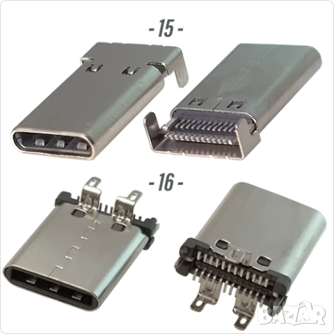 Букса конектор USB Type-C  14 / 24 pin , USB 3.1 , USB 3.2 SMT Connector, снимка 9 - Ремонт на друга електроника - 40051789