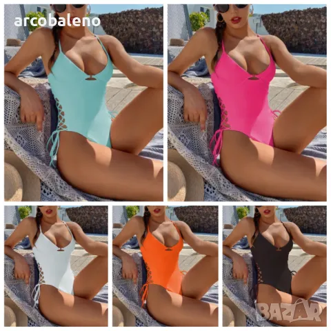 Дамски едноцветен цял бански, 5цвята костюм 