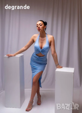 Елегантна синя рокля, снимка 4 - Рокли - 50905167