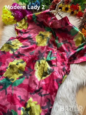 Цикламена сатенена рокля тип кимоно, снимка 3 - Рокли - 50999674